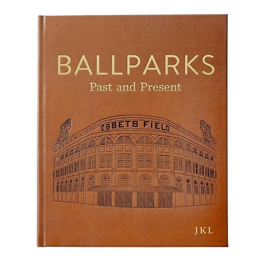 Ballparks Past And Present Personalized Leather Book